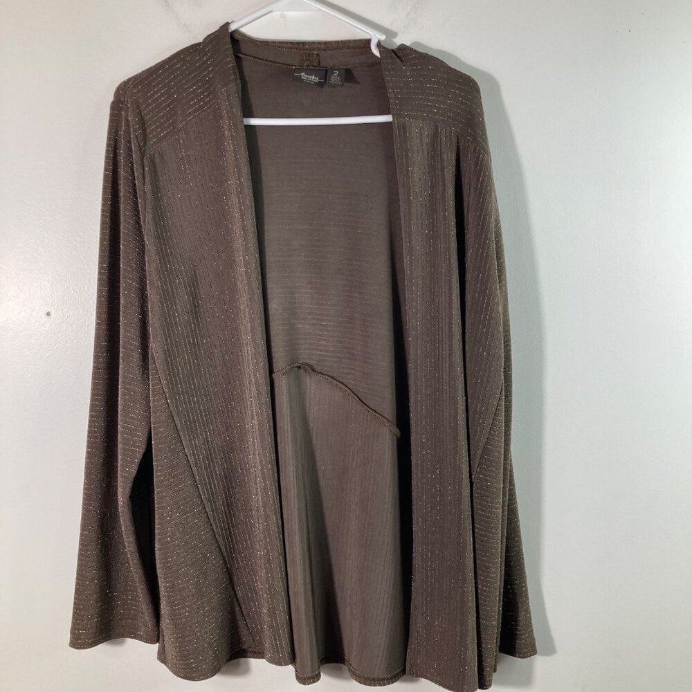 Womens Chicos Travelers Collection Open Cardigan Brown Gold‎ L